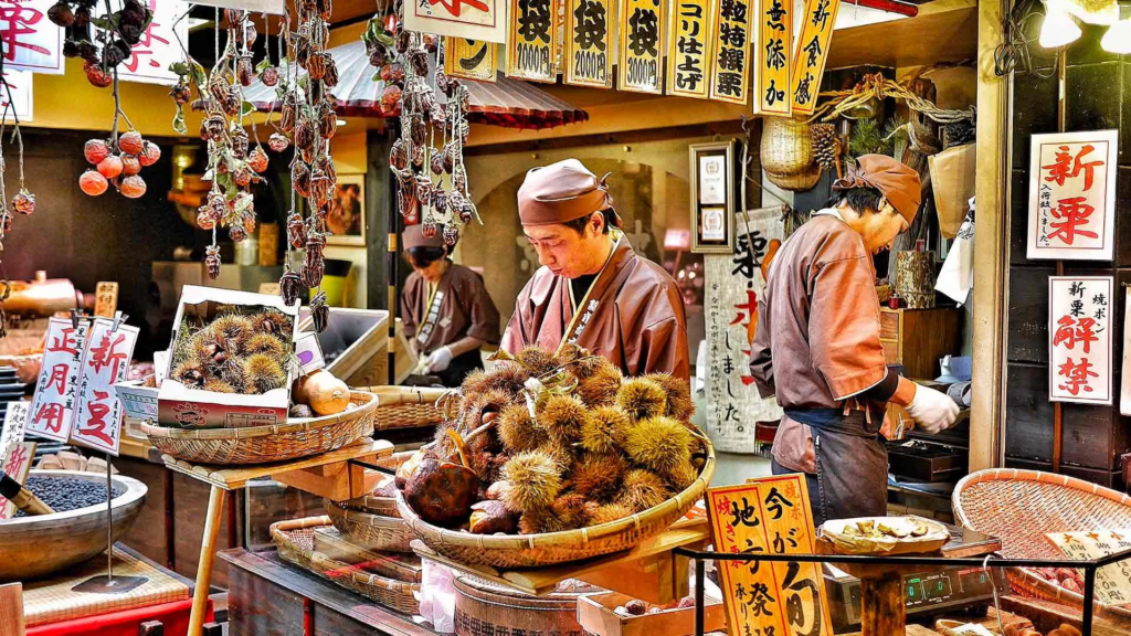 Mercado de Nishiki en Kioto, Japón