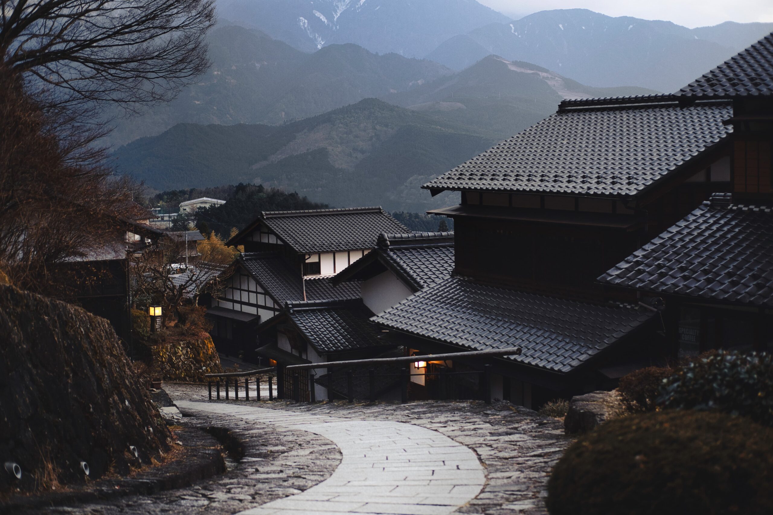 paisaje de aldea rural en Japón