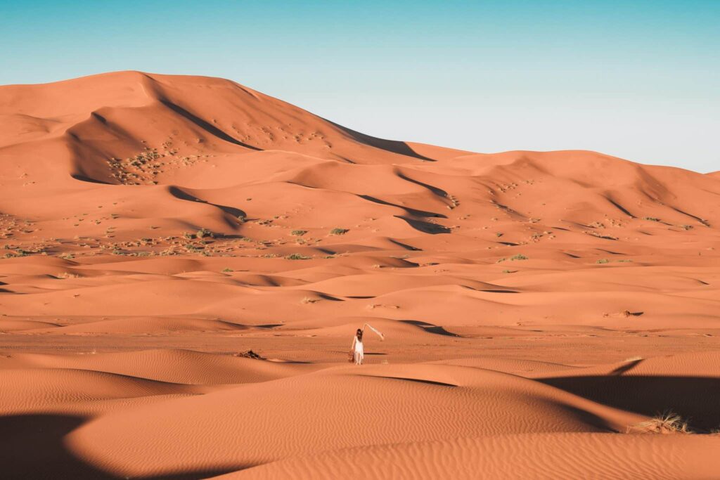 dunas en el desierto de merzouga en Marruecos